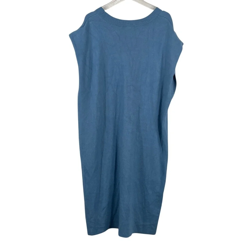 Maeve Anthropologie Blue Sleeveless Sweater Dress Patch Pocket Knit 3X Plus Size